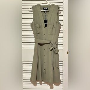 DKNY Olive Green Sleeveless Dress